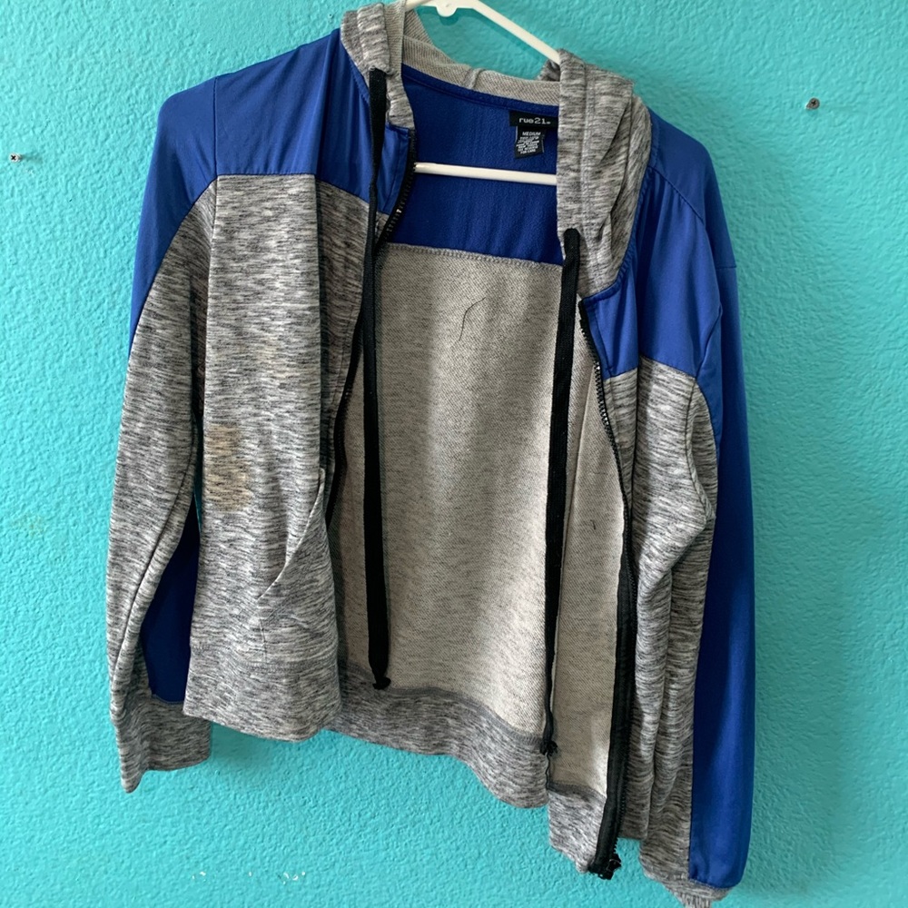 Grey and Blue Hoodie